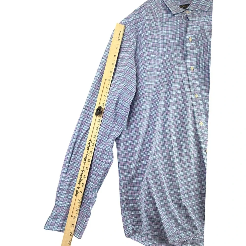 Polo Ralph Lauren Shirt Men size XL TG Pink Blue Green Button Plaid Classic Fit